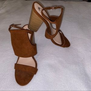 Madison by Shoedazzle Brown Suede Ankle Strap Heel